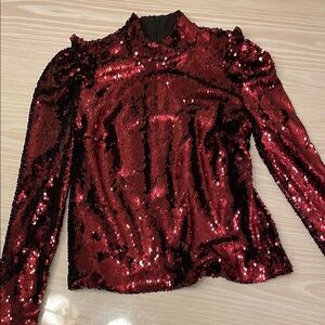 G. Editorialist Sequin Red Women's Top